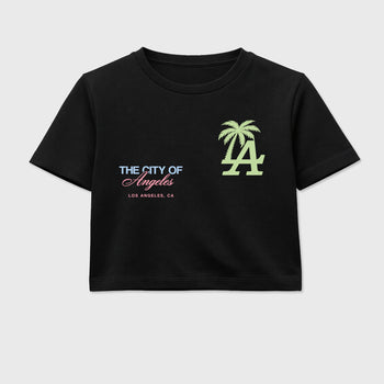 Sneaker match tees – Sneaker Tees To Match Air Jordan 3 Jade Aura Shoes – The City Of Angeles Crop T-Shirt Black 2