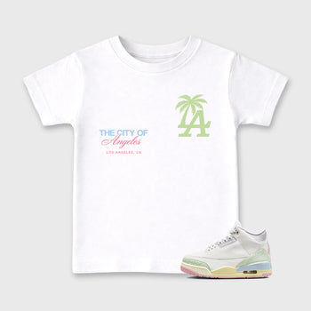 Sneaker match tees – Sneaker Tees To Match Air Jordan 3 Jade Aura Shoes – The City Of Angeles Kids T-Shirt White 1
