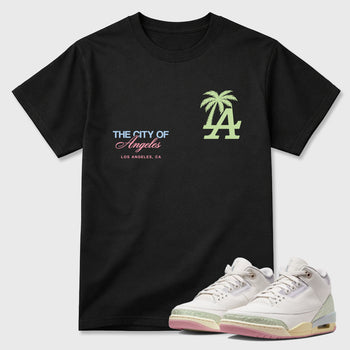 Sneaker match tees – Sneaker Tees To Match Air Jordan 3 Jade Aura Shoes – The City Of Angeles Tee Black 1