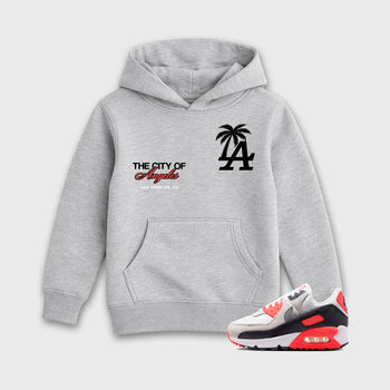 Sneaker match tees – Sneaker Tees To Match Air Max 90 Infrared Shoes – The City Of Angeles Kids T-Shirt Heather Grey 1