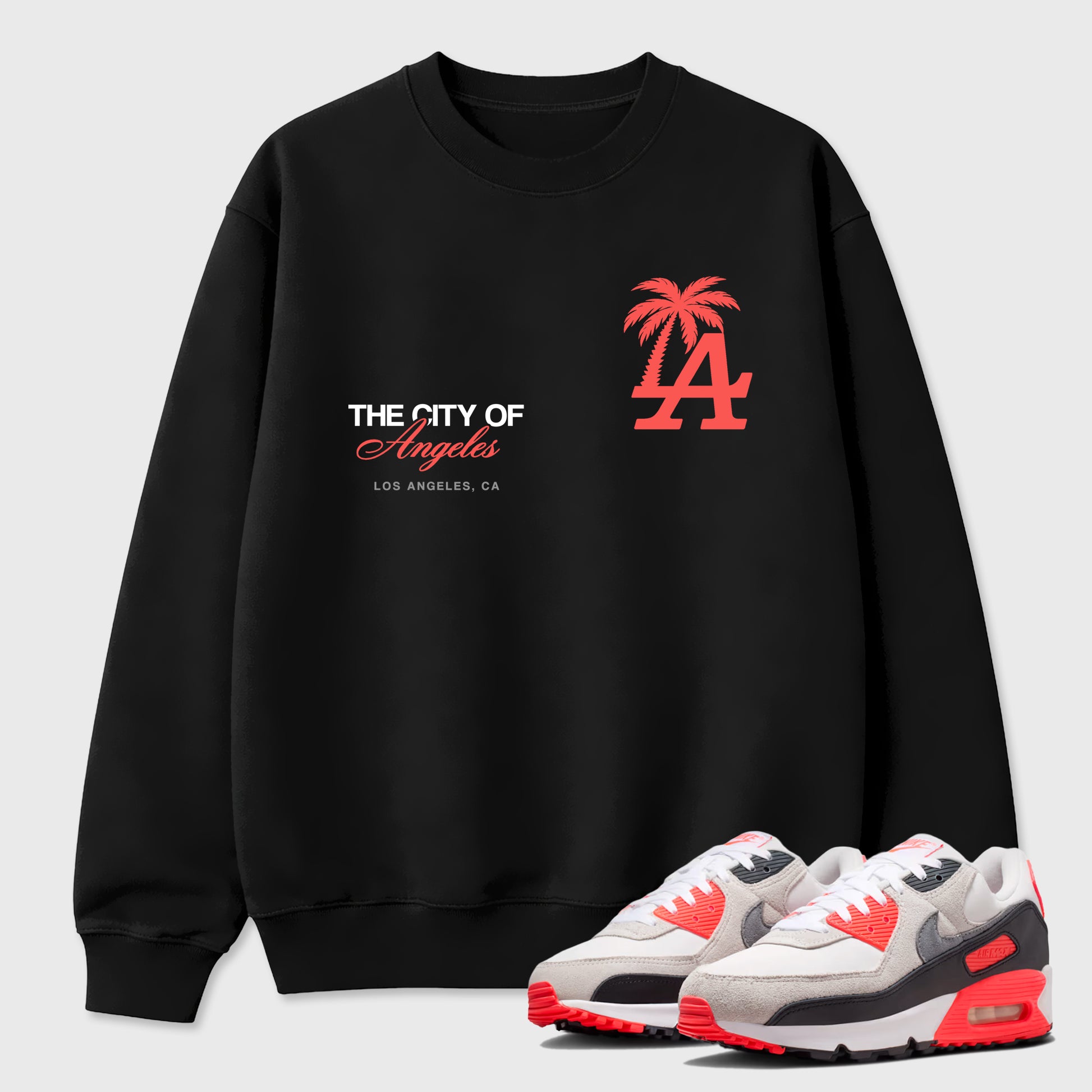 Sneaker match tees – Sneaker Tees To Match Air Max 90 Infrared Shoes – The City Of Angeles Tee Black 1