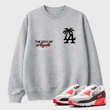 Sneaker match tees – Sneaker Tees To Match Air Max 90 Infrared Shoes – The City Of Angeles Tee Heather Grey 1