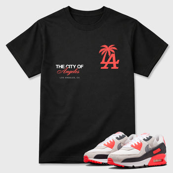 Sneaker match tees – Sneaker Tees To Match Air Max 90 Infrared Shoes – The City Of Angeles Tee Black 1