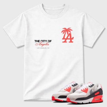 Sneaker match tees – Sneaker Tees To Match Air Max 90 Infrared Shoes – The City Of Angeles Tee White 1