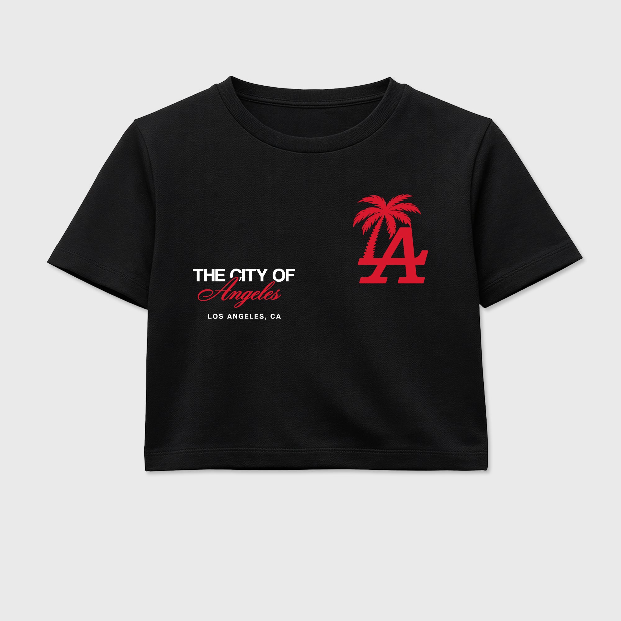 The City Of Angeles women’s crop tee designed to match the Air Max 95 Reverse Solar Red, featuring coordinated Black 2 options for a perfect streetwear vibe.