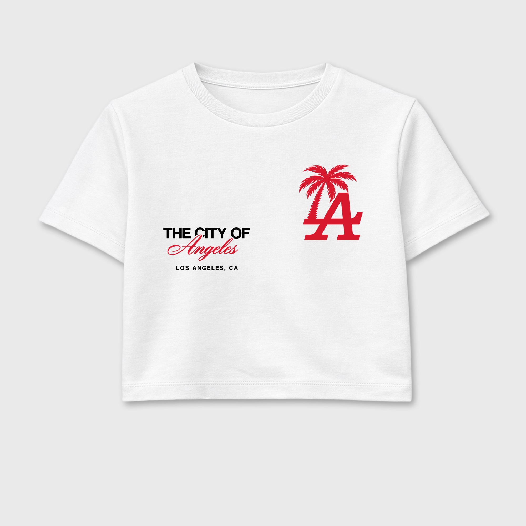 The City Of Angeles women’s crop tee designed to match the Air Max 95 Reverse Solar Red, featuring coordinated White 2 options for a perfect streetwear vibe.