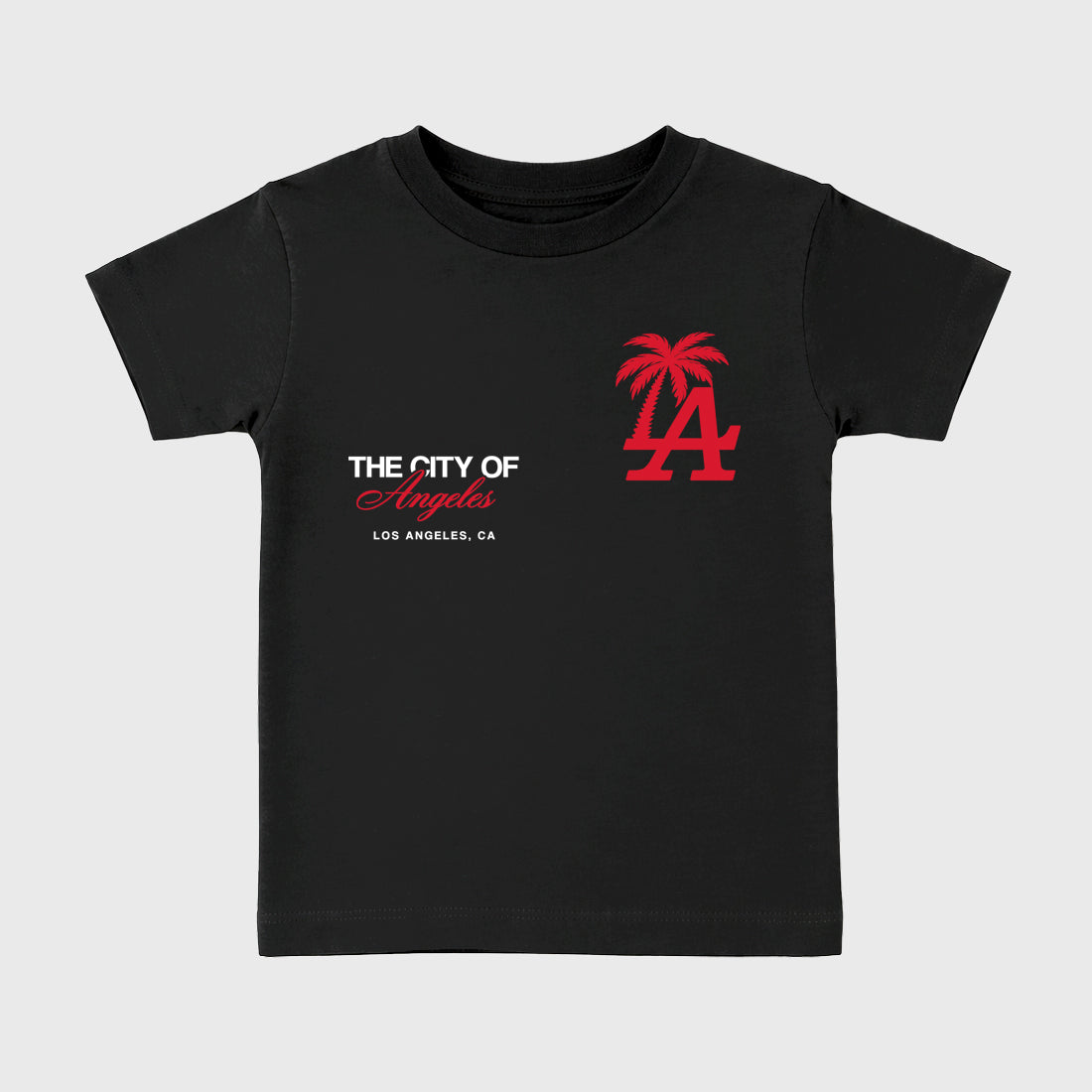 The City Of Angeles Baby & Kids Graphic T-Shirt featuring original artwork designed to match the Air Max 95 Reverse Solar Red. Black 2 Kids Graphic Tee.