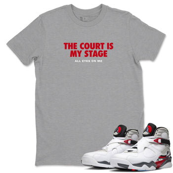 Sneaker Threads – Basketball Graphic T shirt Air Jordan 8 Bunny – The Court Is My Stage Graphic Tee Heather Grey 1. Perfect for Jordan releases 2025 colorways.