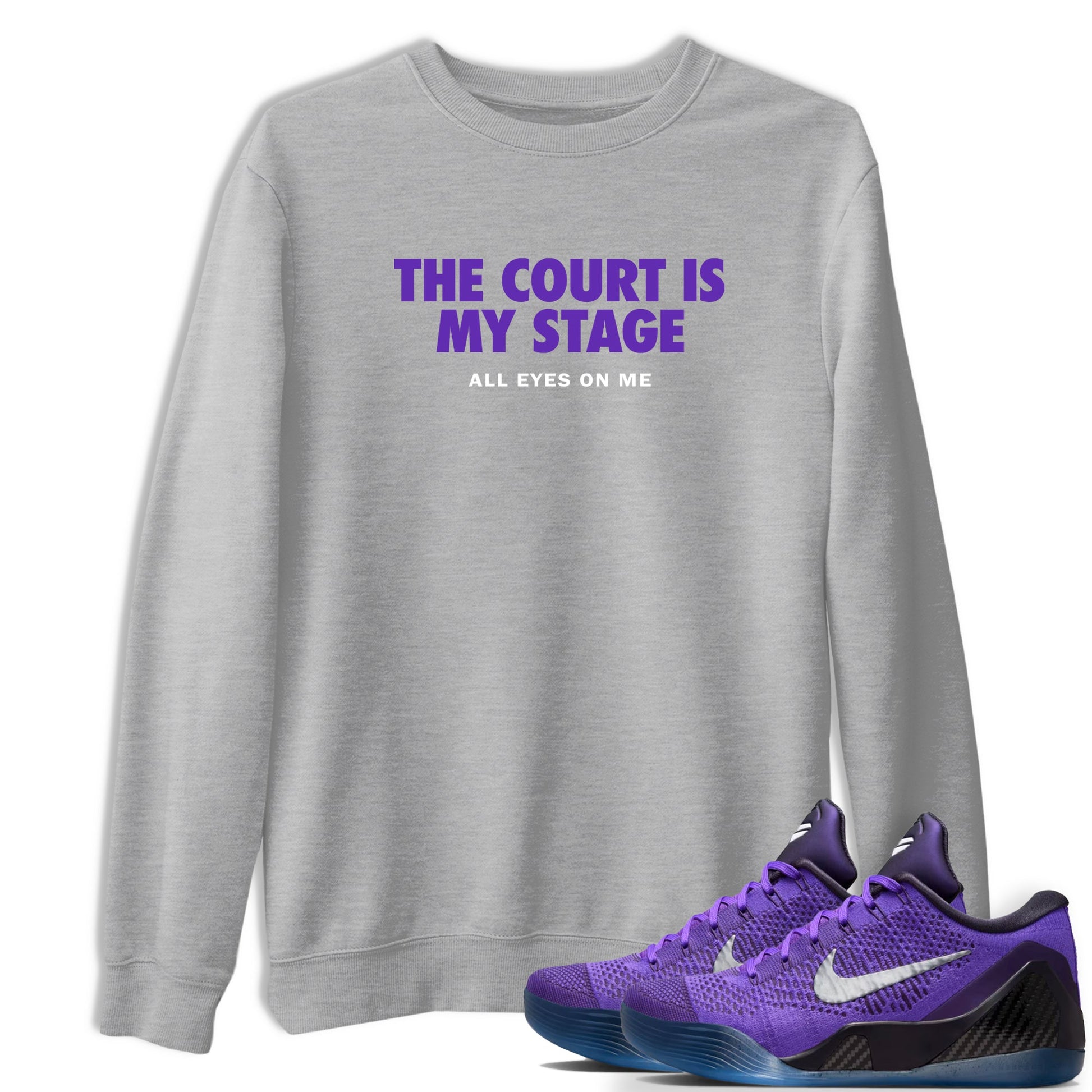 Sneaker Threads – Basketball Graphic T shirt Nike KB 9 Hyper Grape – The Court Is My Stage Graphic Tee Heather Grey 1. Perfect for Jordan releases 2025 colorways. Perfect for purple basketball sneaker releases and legacy-inspired colorways for 2025 hoopers.