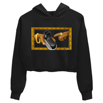 12s Black Wolf Grey shirts to match jordans The Creation Of Adam sneaker match tees Air Jordan 12 Barons match shoes to clothes SNRT Sneaker Tees unisex cotton Black 2 crop tee