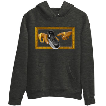 12s Black Wolf Grey shirts to match jordans The Creation Of Adam sneaker match tees Air Jordan 12 Barons match shoes to clothes SNRT Sneaker Tees unisex cotton Charcoal Heather 2 shirts
