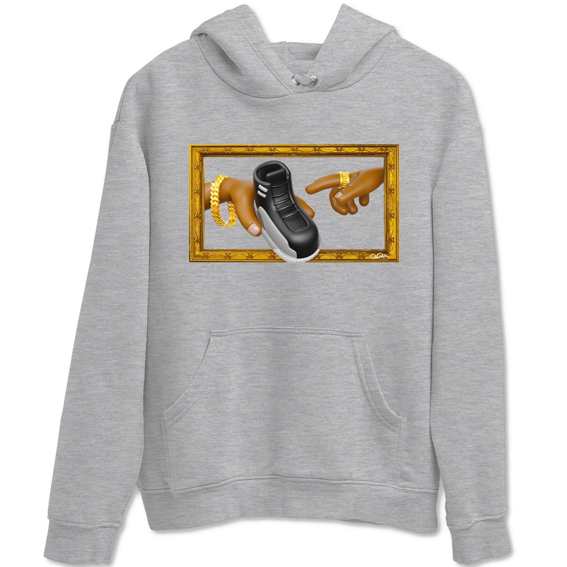 12s Black Wolf Grey shirts to match jordans The Creation Of Adam sneaker match tees Air Jordan 12 Barons match shoes to clothes SNRT Sneaker Tees unisex cotton Heather Grey 2 shirts