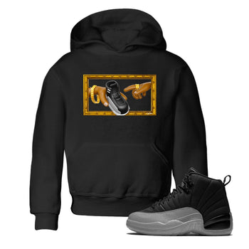 12s Black Wolf Grey shirts to match jordans The Creation Of Adam sneaker match tees Air Jordan 12 Barons match shoes to clothes SNRT Sneaker Tees Youth Baby Black 1 tee