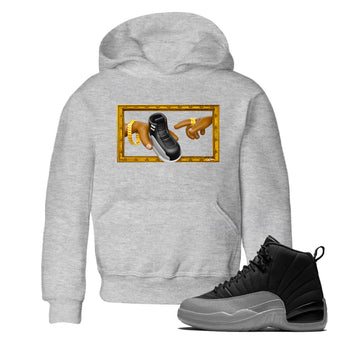 12s Black Wolf Grey shirts to match jordans The Creation Of Adam sneaker match tees Air Jordan 12 Barons match shoes to clothes SNRT Sneaker Tees Youth Baby Heather Grey 1 tee