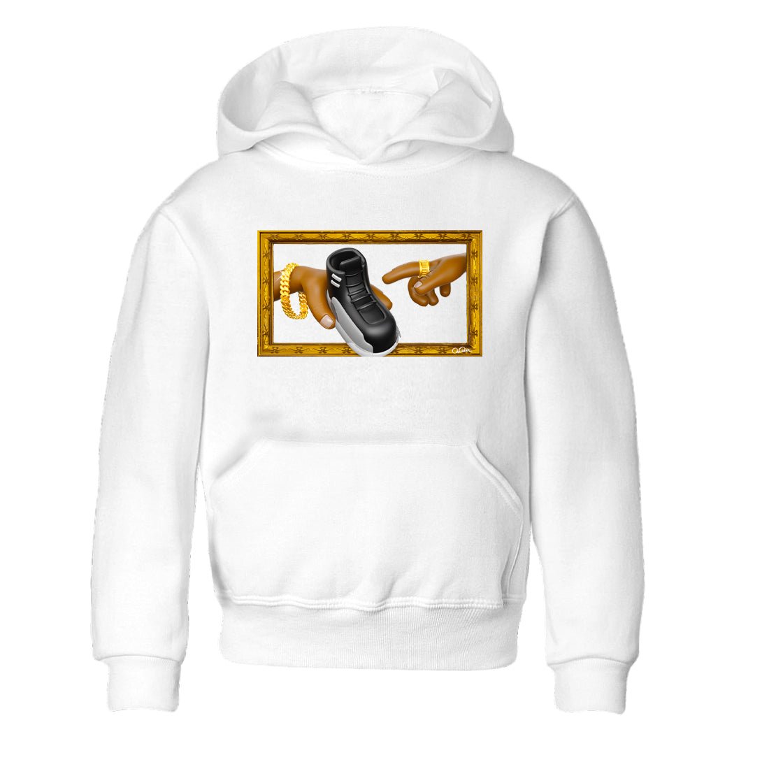 12s Black Wolf Grey shirts to match jordans The Creation Of Adam sneaker match tees Air Jordan 12 Barons match shoes to clothes SNRT Sneaker Tees Youth Baby White 2 tee