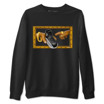 12s Black Wolf Grey shirts to match jordans The Creation Of Adam sneaker match tees Air Jordan 12 Barons match shoes to clothes SNRT Sneaker Tees unisex cotton Black 2 shirts