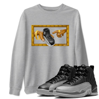 12s Black Wolf Grey shirts to match jordans The Creation Of Adam sneaker match tees Air Jordan 12 Barons match shoes to clothes SNRT Sneaker Tees unisex cotton Heather Grey 1 shirts
