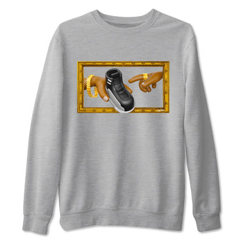 12s Black Wolf Grey shirts to match jordans The Creation Of Adam sneaker match tees Air Jordan 12 Barons match shoes to clothes SNRT Sneaker Tees unisex cotton Heather Grey 2 shirts