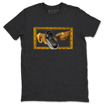 12s Black Wolf Grey shirts to match jordans The Creation Of Adam sneaker match tees Air Jordan 12 Barons match shoes to clothes SNRT Sneaker Tees unisex cotton Charcoal Heather 2 shirts