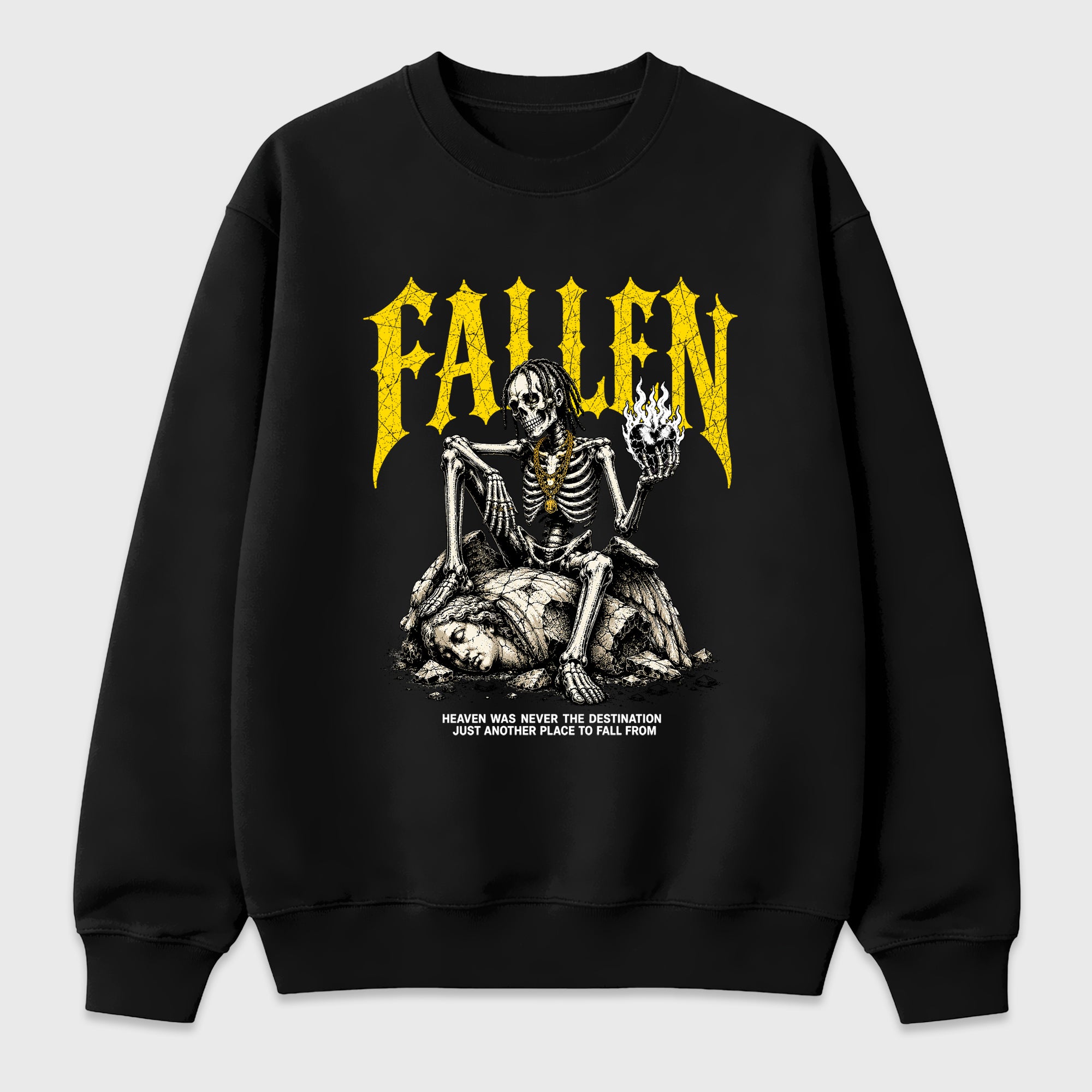 The Fallen Graphic T-Shirt featuring original streetwear artwork designed to match the Air Jordan 4 Tour Yellow. Black 2 Graphic Tee.