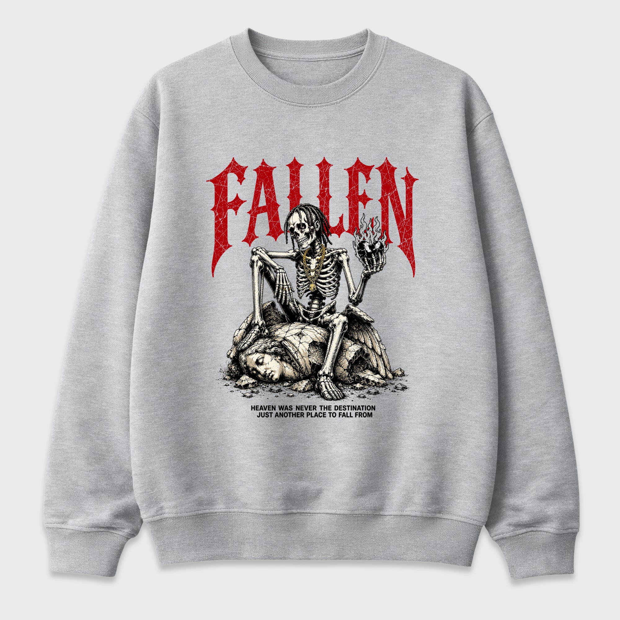 The Fallen Graphic T-Shirt featuring original streetwear artwork designed to match the Air Jordan 9 True Red. Heather Grey 2 Graphic Tee.