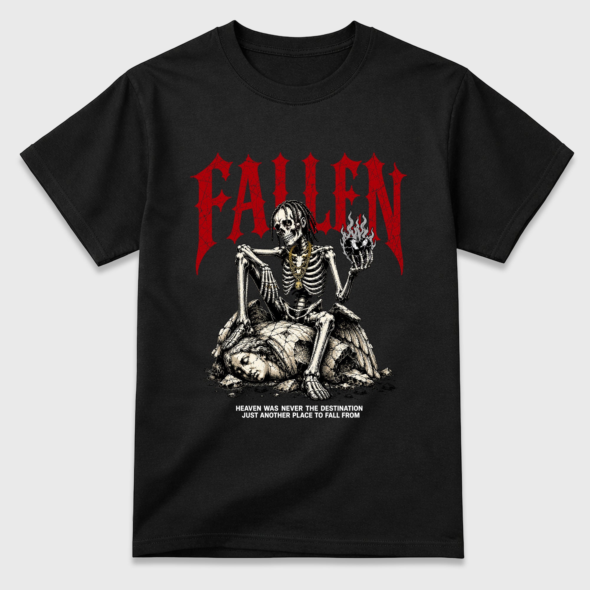 The Fallen Graphic T-Shirt featuring original streetwear artwork designed to match the Air Jordan 9 True Red. Black 2 Graphic T-Shirt.