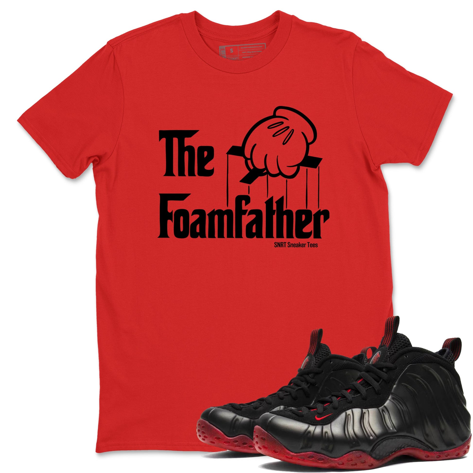 Sneaker match tees – Sneaker Tees To Match Air Foamposite Cough Drop Shoes – The Foamfather Tee Red 1