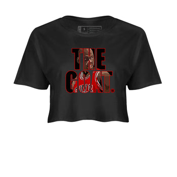 1s Black Toe Reimagined shirts to match jordans The Goat sneaker match tees Air Jordan 1 Black Toe Reimagined match shoes to clothes SNRT Sneaker Tees unisex cotton Black 2 crop tee