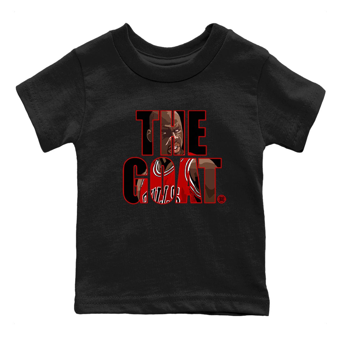 1s Black Toe Reimagined shirts to match jordans The Goat sneaker match tees Air Jordan 1 Black Toe Reimagined match shoes to clothes SNRT Sneaker Tees Youth Baby Black 2 tee