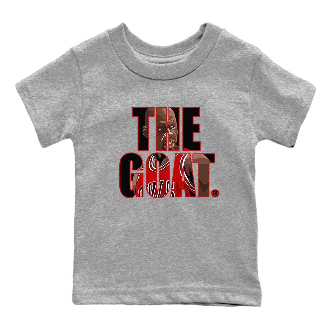 1s Black Toe Reimagined shirts to match jordans The Goat sneaker match tees Air Jordan 1 Black Toe Reimagined match shoes to clothes SNRT Sneaker Tees Youth Baby Heather Grey 2 tee