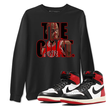 1s Black Toe Reimagined shirts to match jordans The Goat sneaker match tees Air Jordan 1 Black Toe Reimagined match shoes to clothes SNRT Sneaker Tees unisex cotton Black 1 shirts