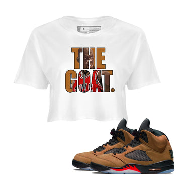 5s Archaeo Brown shirts to match jordans The Goat sneaker match tees Air Jordan 5 Archaeo Brown match shoes to clothes SNRT Sneaker Tees unisex cotton White 1 crop tee