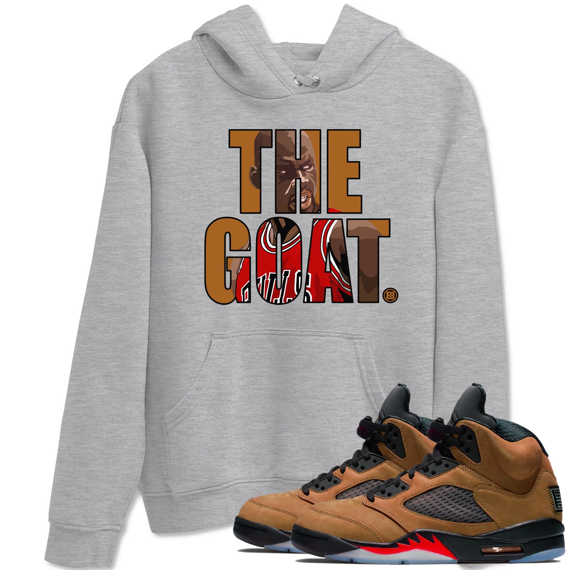 5s Archaeo Brown shirts to match jordans The Goat sneaker match tees Air Jordan 5 Archaeo Brown match shoes to clothes SNRT Sneaker Tees unisex cotton Heather Grey 1 shirts