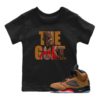 5s Archaeo Brown shirts to match jordans The Goat sneaker match tees Air Jordan 5 Archaeo Brown match shoes to clothes SNRT Sneaker Tees Youth Baby Black 1 tee