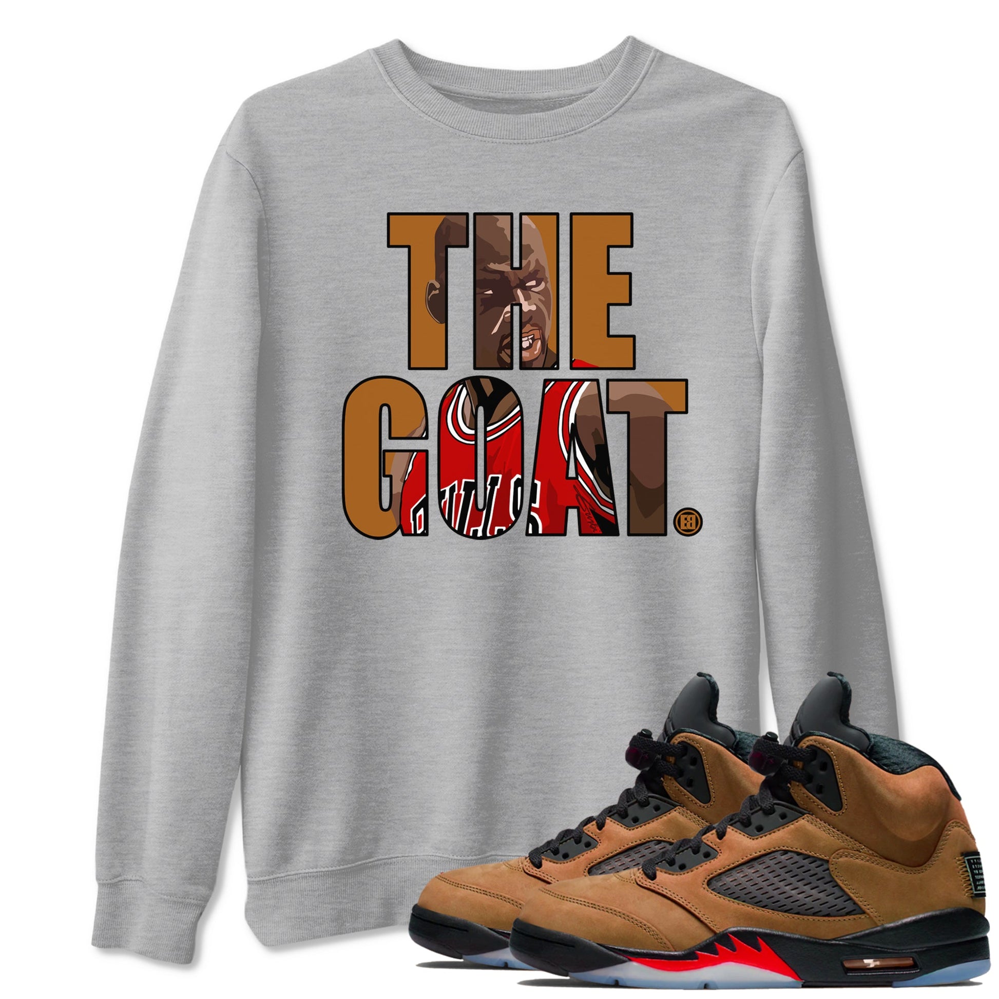 5s Archaeo Brown shirts to match jordans The Goat sneaker match tees Air Jordan 5 Archaeo Brown match shoes to clothes SNRT Sneaker Tees unisex cotton Heather Grey 1 shirts