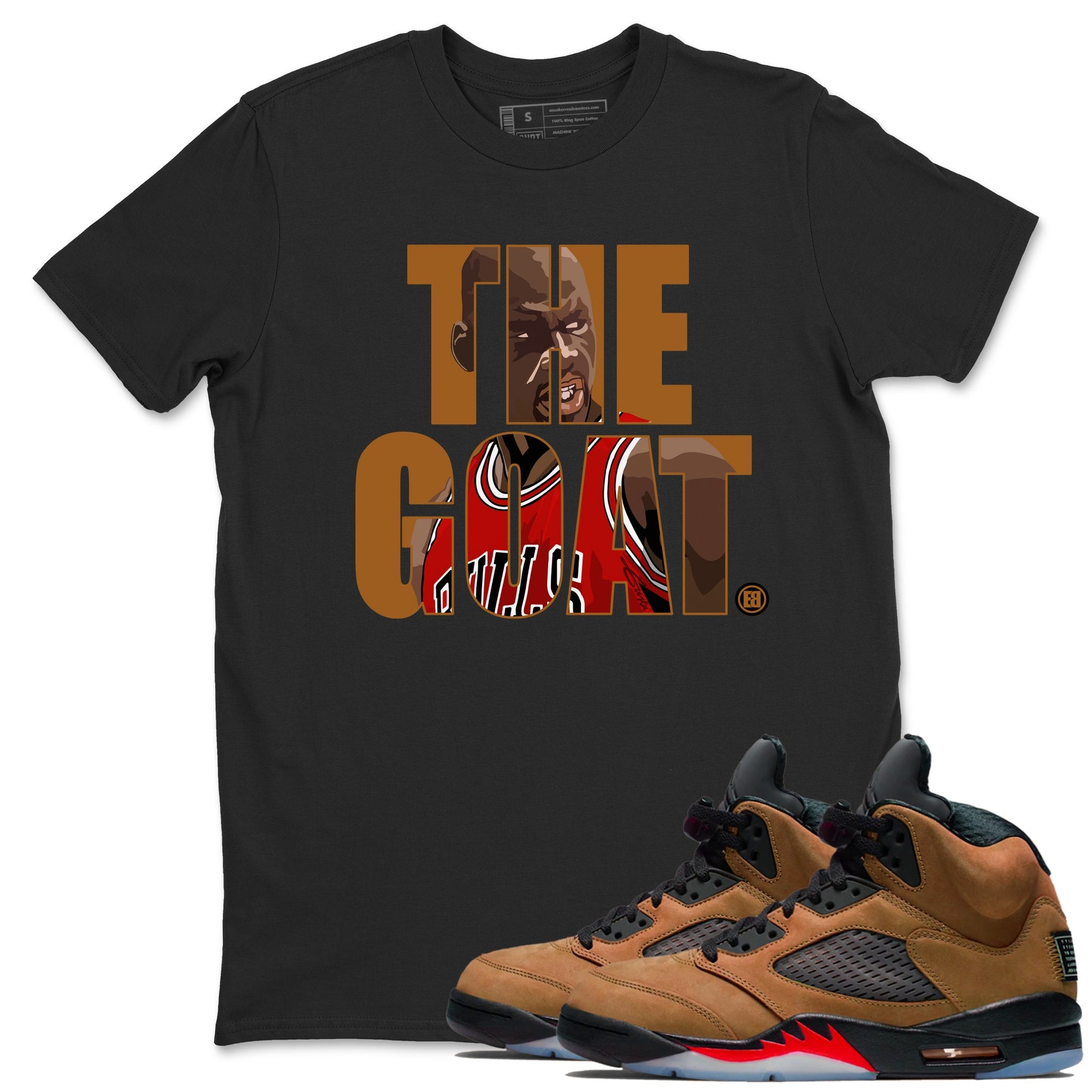 5s Archaeo Brown shirts to match jordans The Goat sneaker match tees Air Jordan 5 Archaeo Brown match shoes to clothes SNRT Sneaker Tees unisex cotton Black 1 shirts