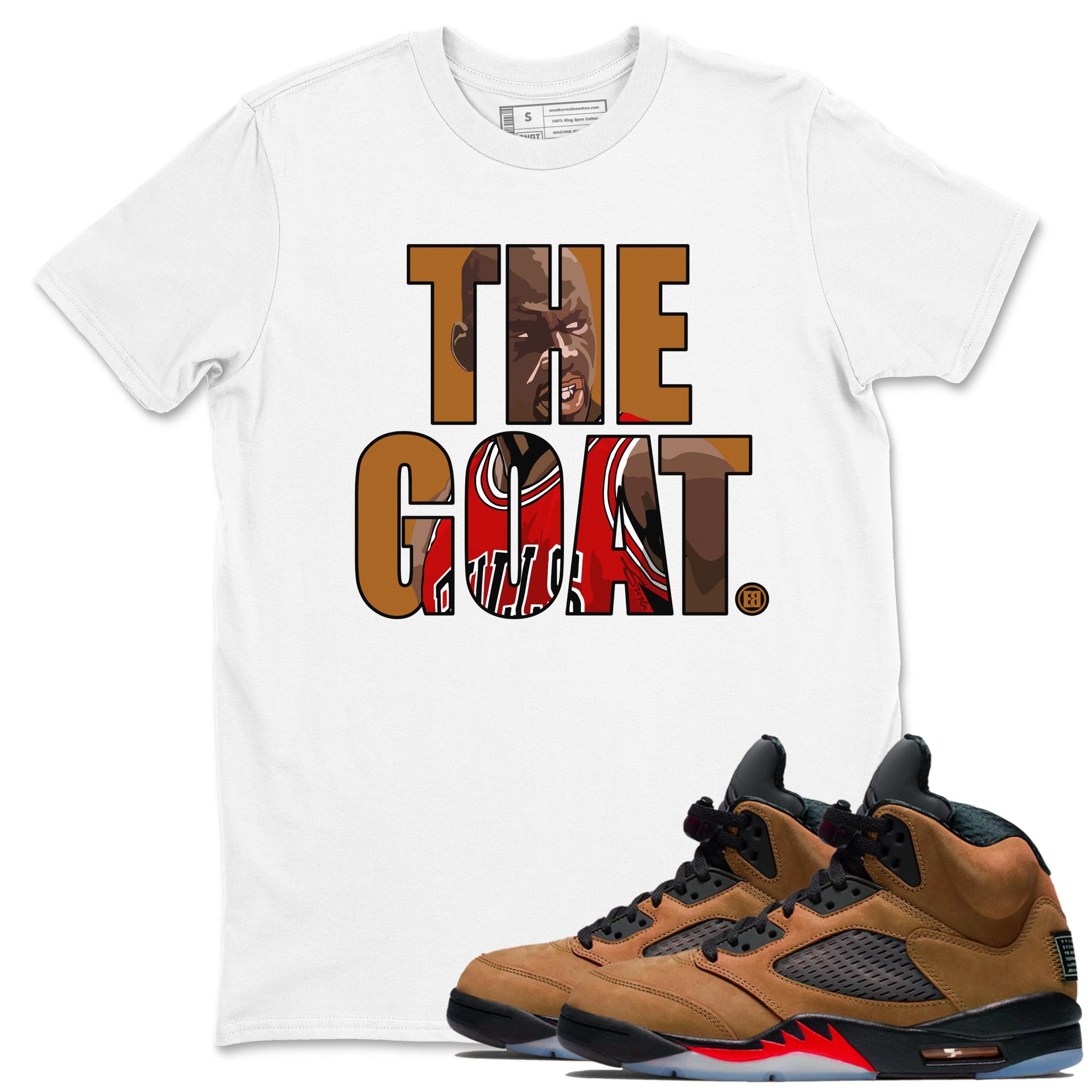 5s Archaeo Brown shirts to match jordans The Goat sneaker match tees Air Jordan 5 Archaeo Brown match shoes to clothes SNRT Sneaker Tees unisex cotton White 1 shirts