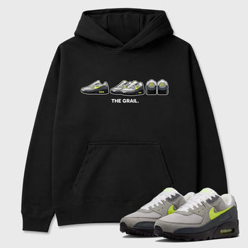 Sneakerfit graphic tee destination – Sneaker Tees To Match Air Max 90 Neon Yellow Sneakers – The Grail Tee Black 1