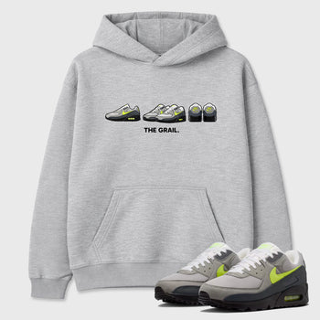 Sneakerfit graphic tee destination – Sneaker Tees To Match Air Max 90 Neon Yellow Sneakers – The Grail Tee Heather Grey 1