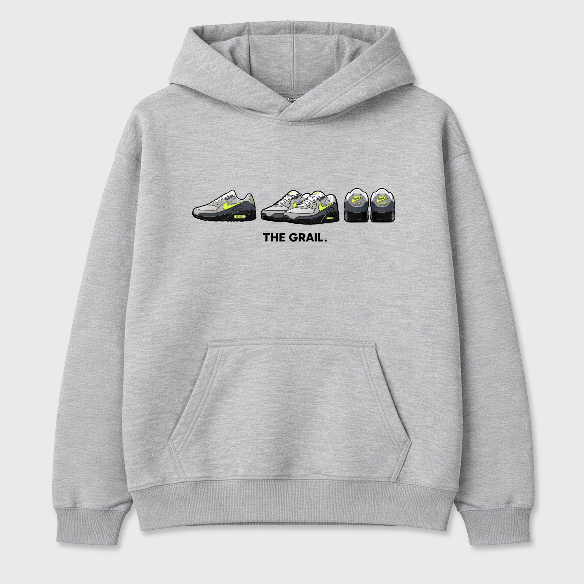 Sneakerfit graphic tee destination – Sneaker Tees To Match Air Max 90 Neon Yellow Sneakers – The Grail Tee Heather Grey 2