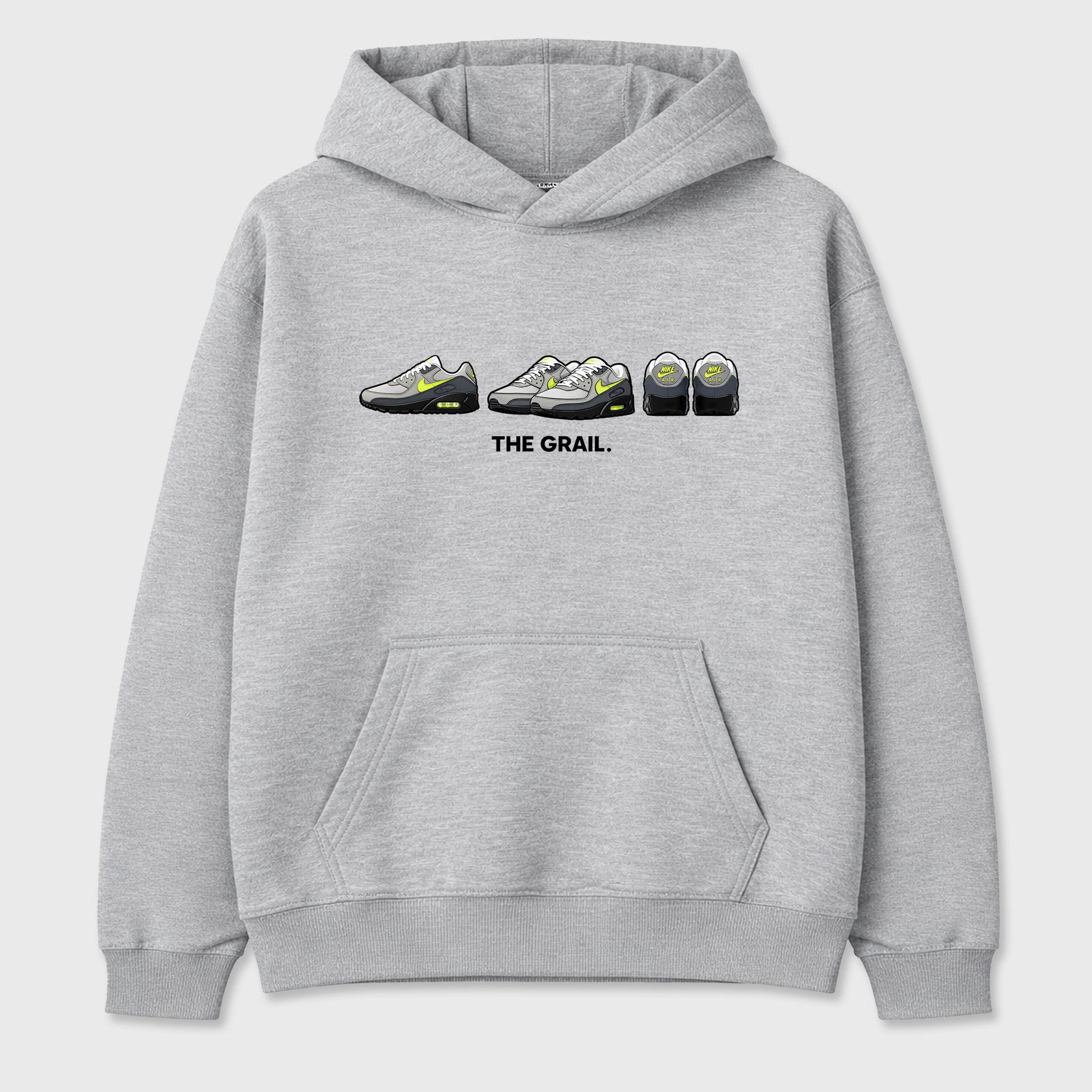 Sneakerfit graphic tee destination – Sneaker Tees To Match Air Max 90 Neon Yellow Sneakers – The Grail Tee Heather Grey 2