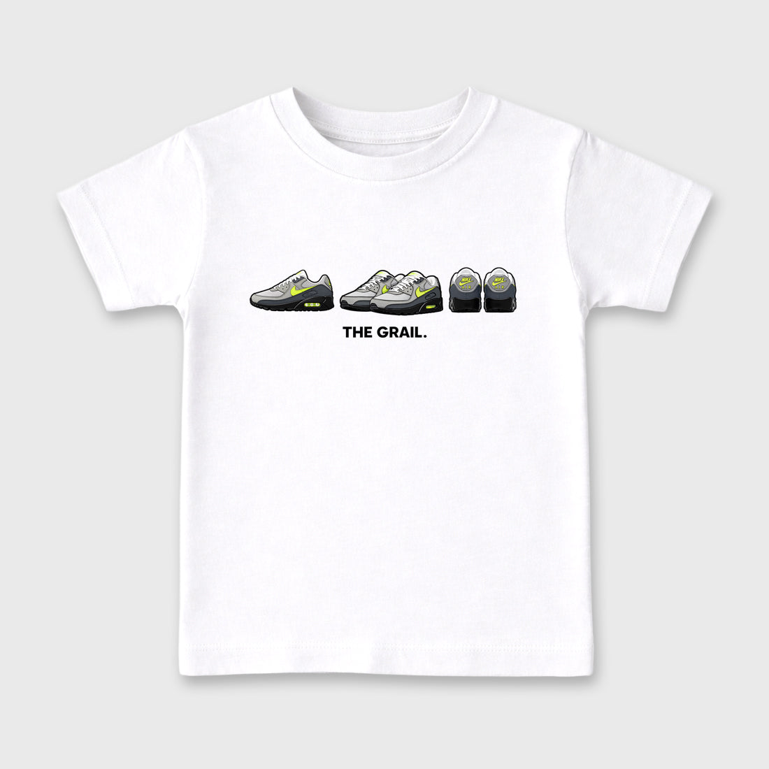 Sneakerfit graphic tee destination – Sneaker Tees To Match Air Max 90 Neon Yellow Sneakers – The Grail Kids T-Shirt White 2