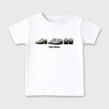 Sneakerfit graphic tee destination – Sneaker Tees To Match Air Max 90 Neon Yellow Sneakers – The Grail Kids T-Shirt White 2
