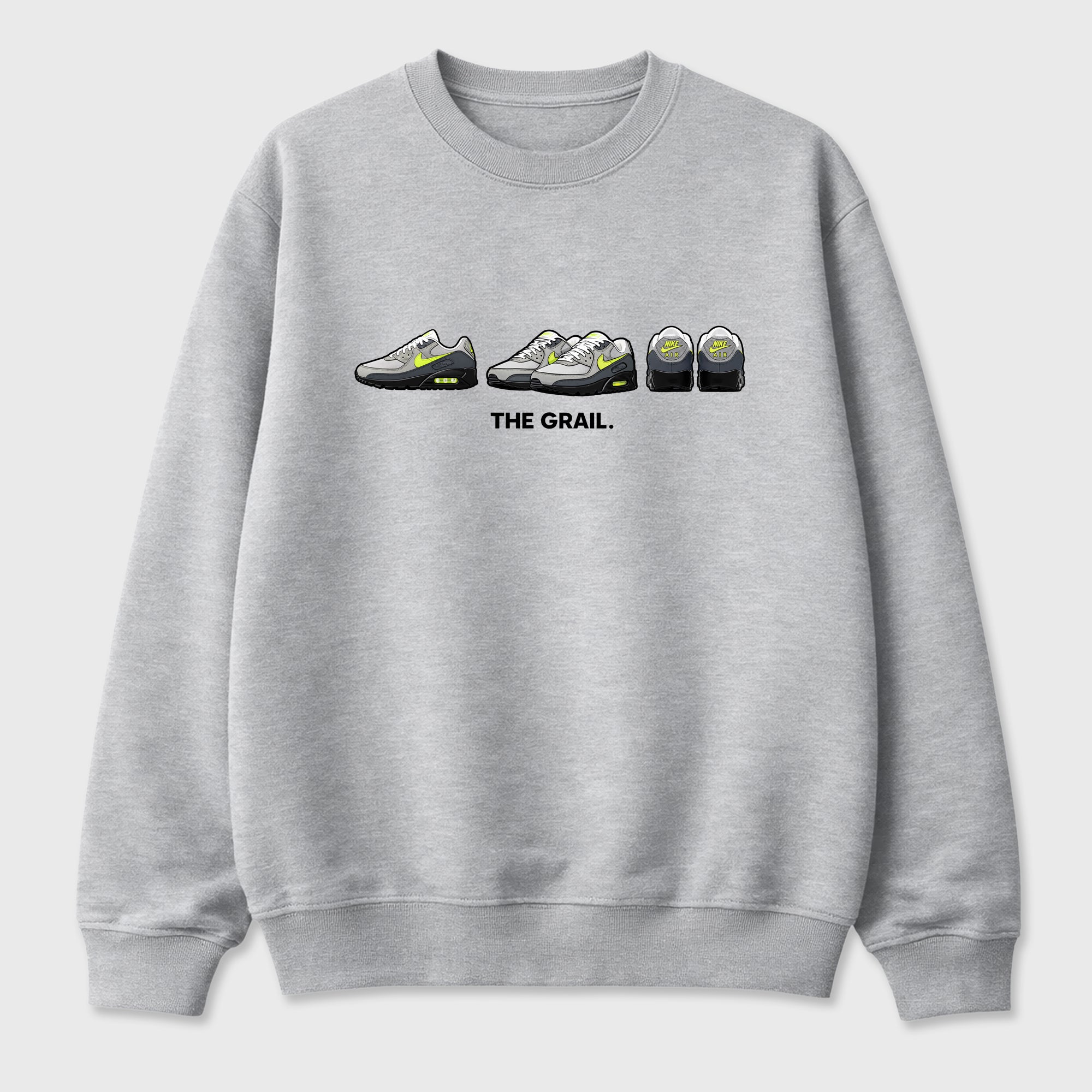 Sneakerfit graphic tee destination – Sneaker Tees To Match Air Max 90 Neon Yellow Sneakers – The Grail Tee Heather Grey 2