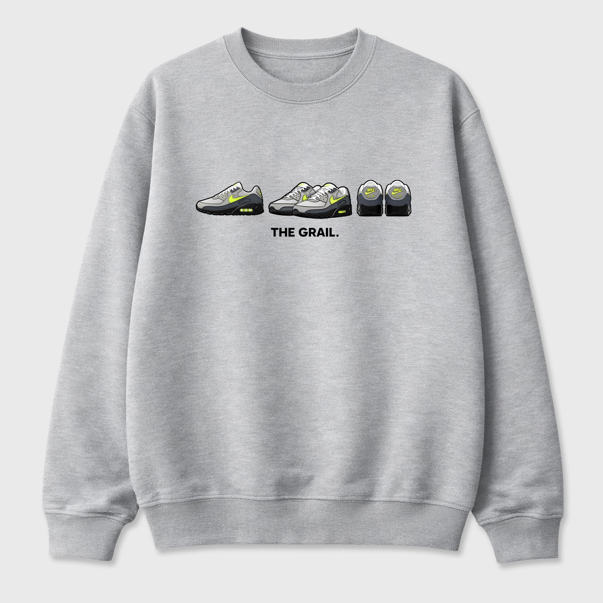 Sneakerfit graphic tee destination – Sneaker Tees To Match Air Max 90 Neon Yellow Sneakers – The Grail Tee Heather Grey 2