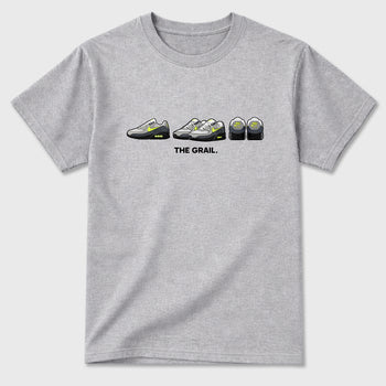 Sneakerfit graphic tee destination – Sneaker Tees To Match Air Max 90 Neon Yellow Sneakers – The Grail Tee Heather Grey 2