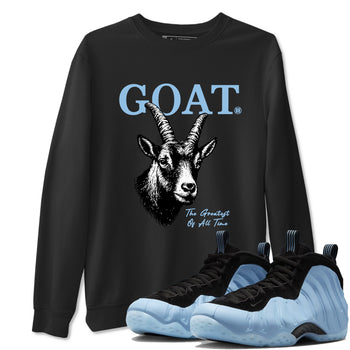 The Greatest Of All Time sneaker match t-shirt styled to complete your fit with the Air Foamposite One Psychic Blue sneakers, shown in Black 1.