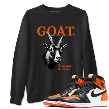 The Greatest Of All Time sneaker match t-shirt styled to complete your fit with the Air Jordan 1 Shattered Backboard sneakers, shown in Black 1.