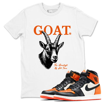 The Greatest Of All Time sneaker match t-shirt styled to complete your fit with the Air Jordan 1 Shattered Backboard sneakers, shown in White 1.
