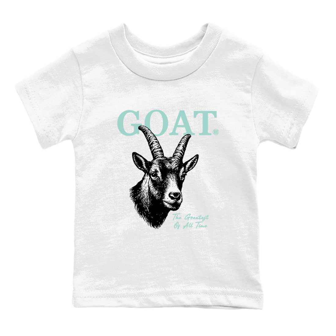 The Greatest Of All Time baby and kids t-shirt crafted for little sneakerheads to shine with the Air Jordan 11 Igloo sneakers, displayed in White 2.